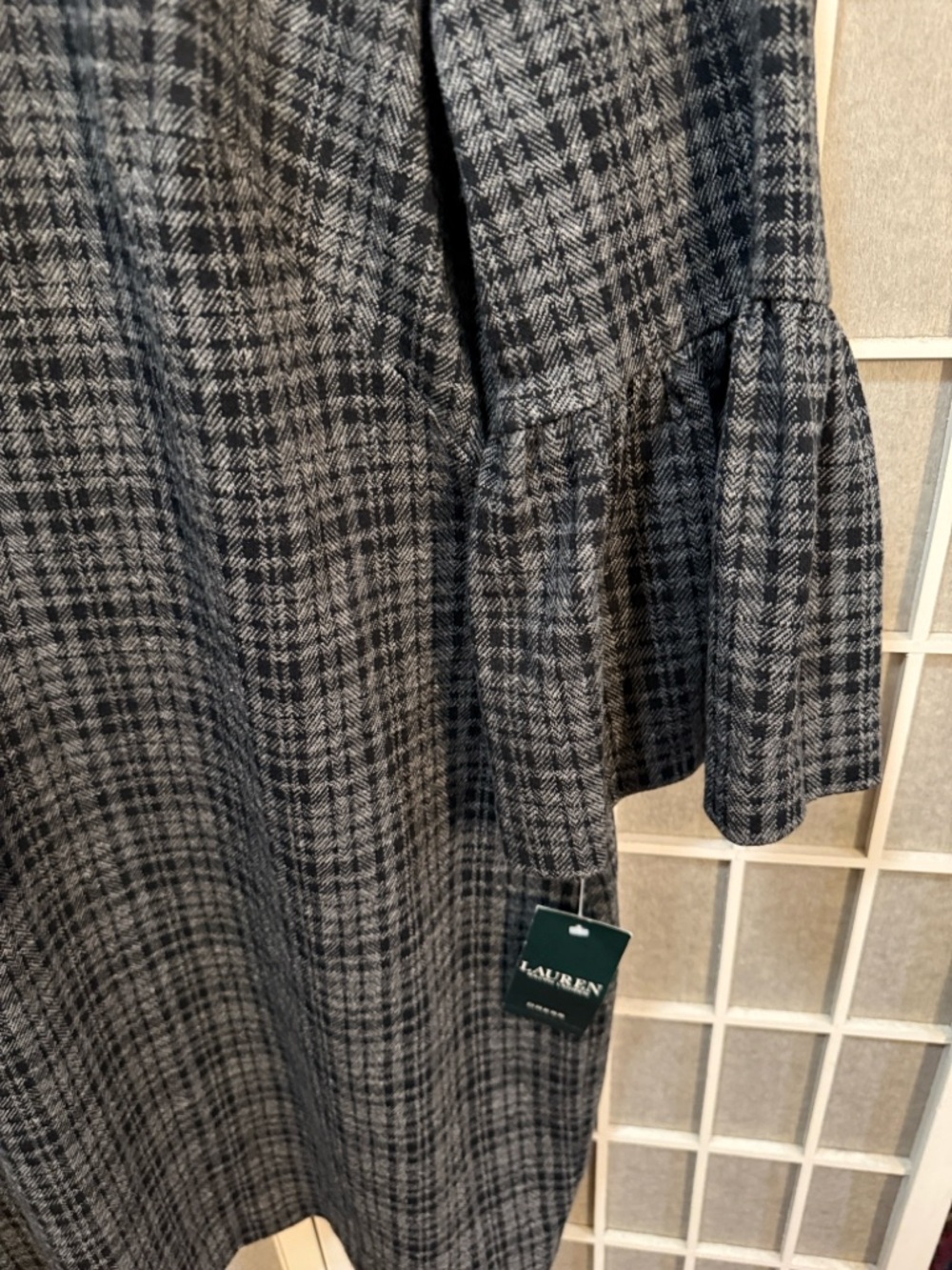 RALPH LAUREN GRAY PLAID BELL SLEEVE SHIFT DRESS🌸